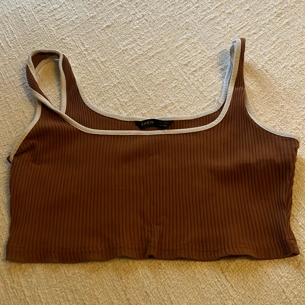 brown crop tank top